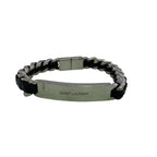 Saint Laurent Bangle Cabchain Leather Bracelet Silver