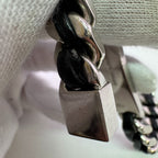 Saint Laurent Bangle Cabchain Leather Bracelet Silver — view 6