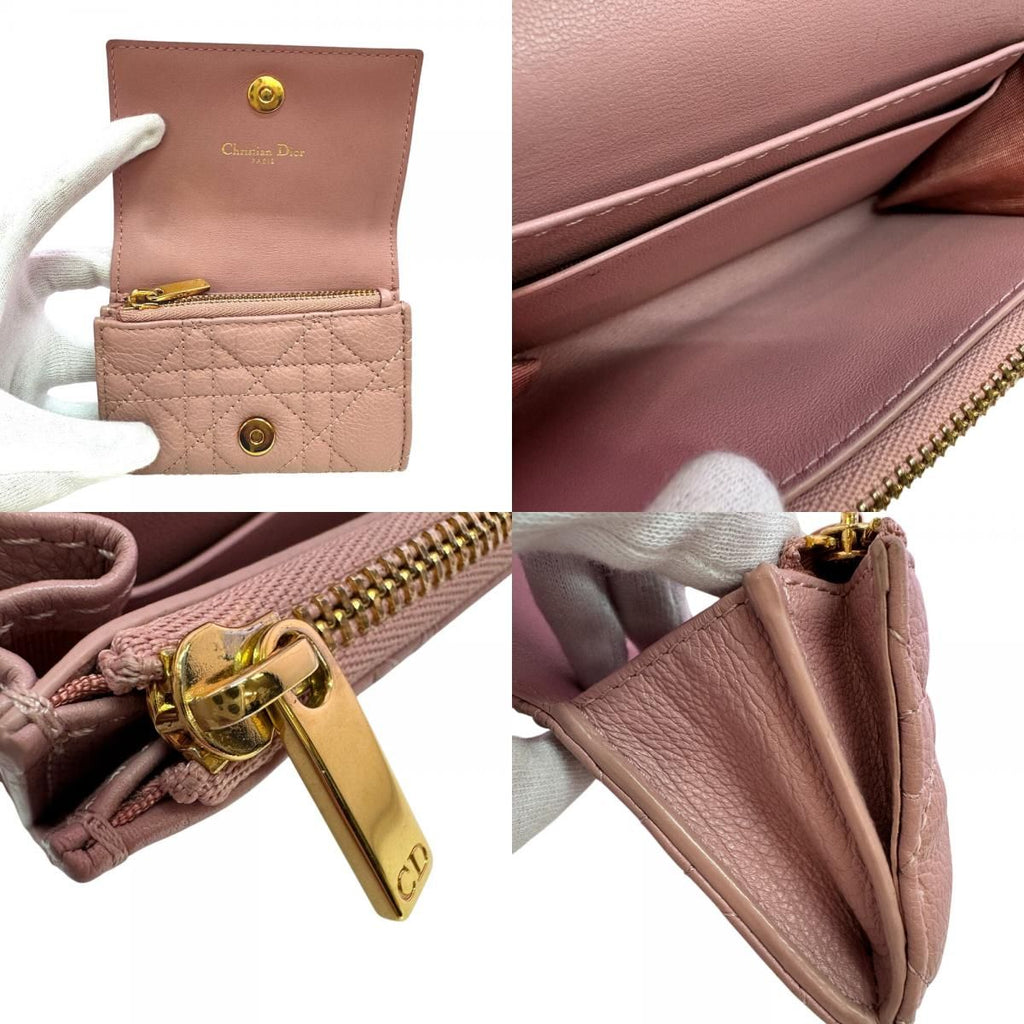 Dior Coin Purse Compact Wallet Mini Quilted Cannage Bifold Caro Case — view 7