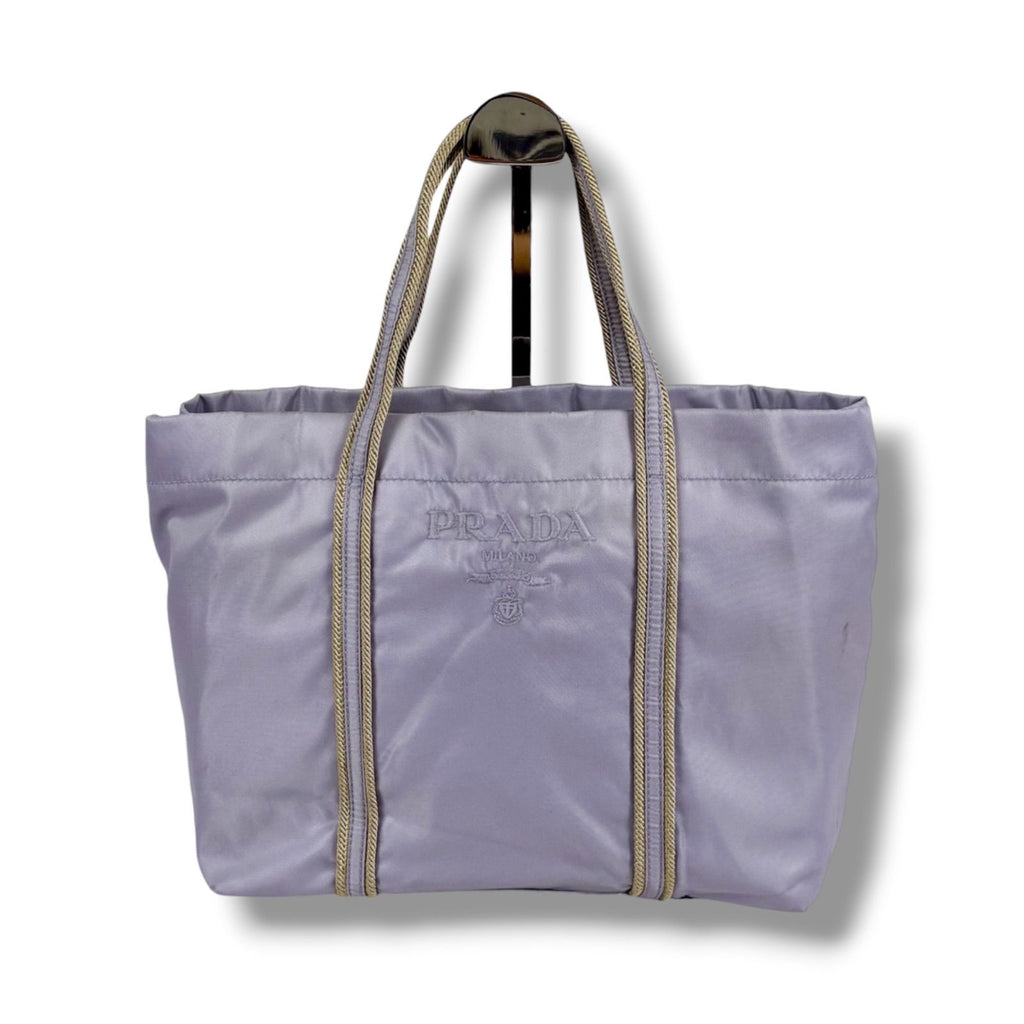 Prada Logo Embroidery Mini Tote Light Purple Tessuto