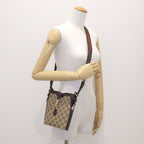 Gucci Shoulder Bag Mini Bucket Small Beige Ebony Original GG Canvas Leather Gold — view 8