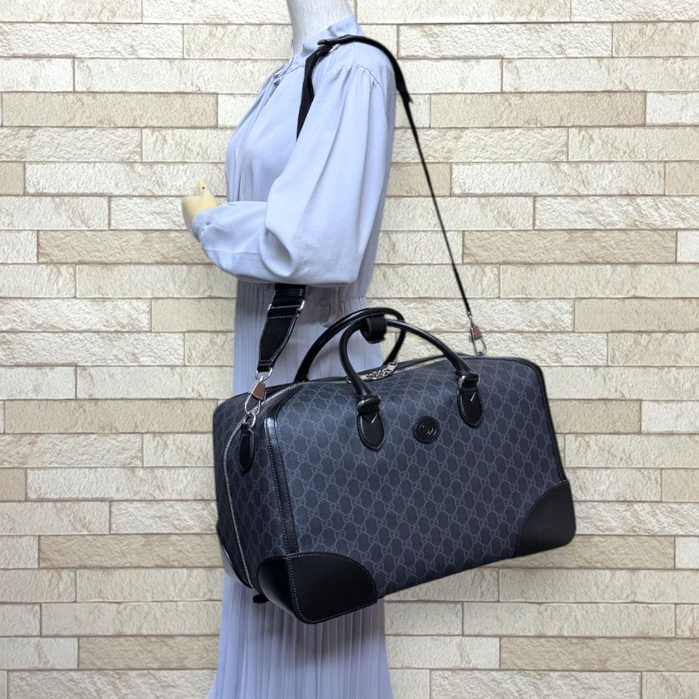 Gucci Interlocking Duffle Boston Bag GG Supreme Canvas Black — view 2
