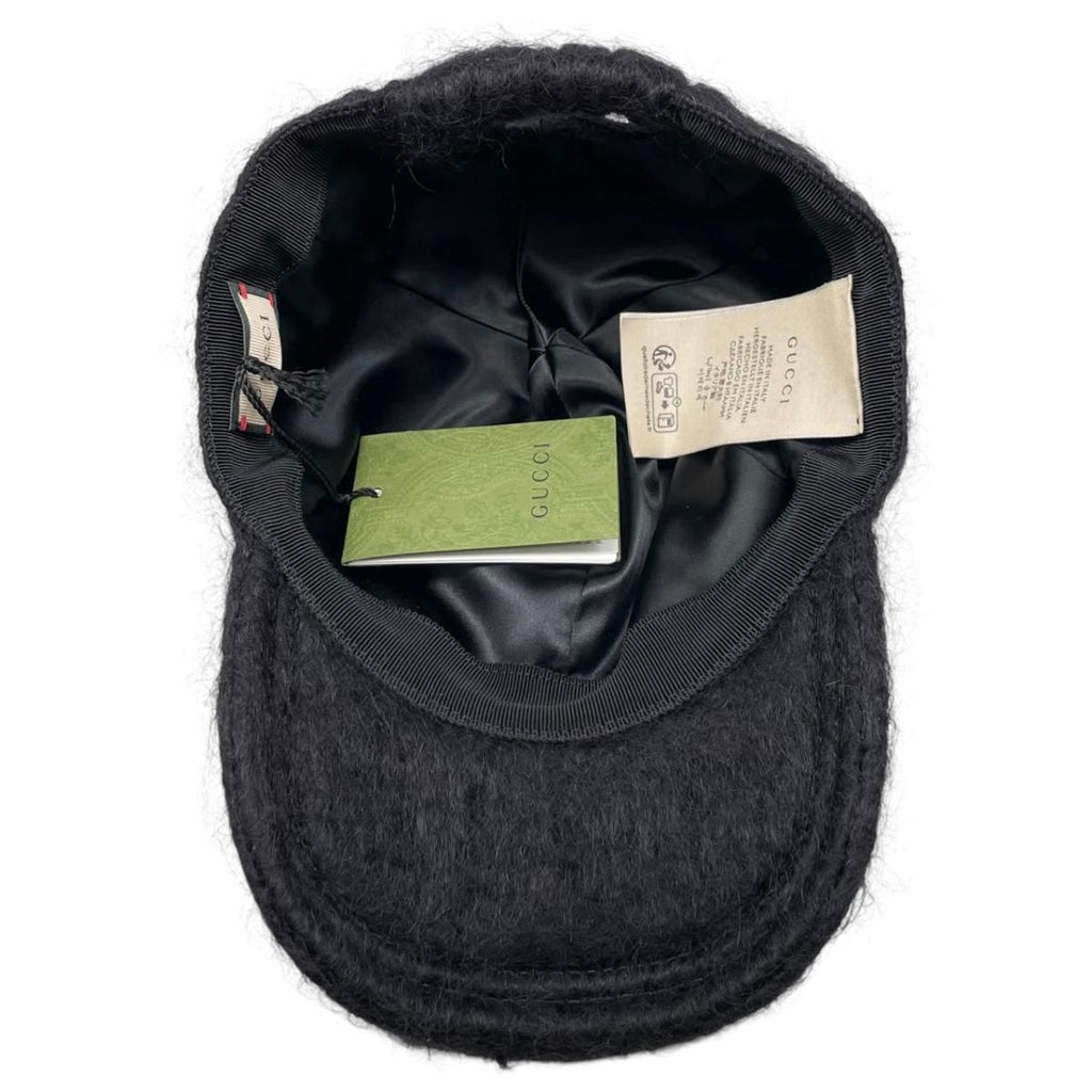 Gucci Hat Double Mohair Baseball Cap L Logo Black — view 6