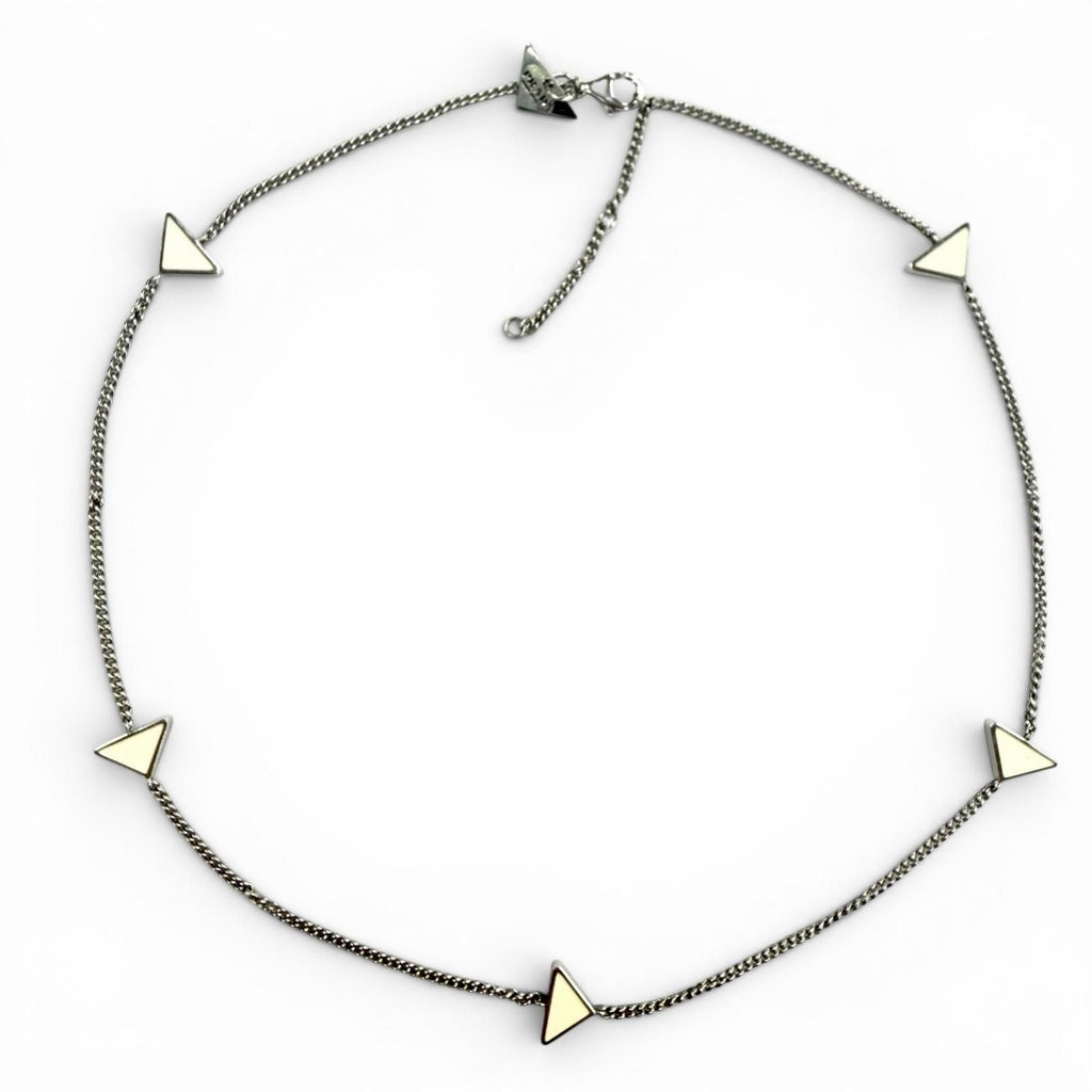 Prada 925 Triangle Logo Necklace Silver White Recommended — view 2