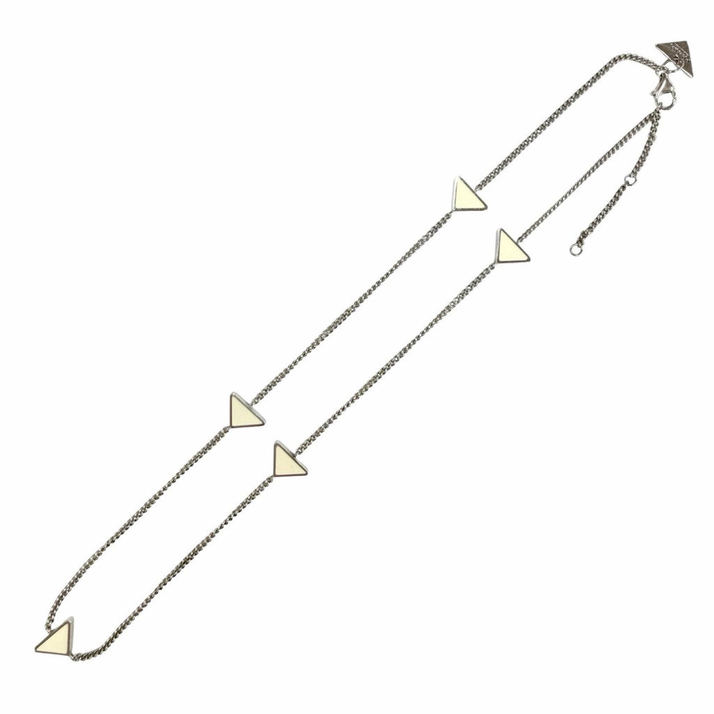 Prada 925 Triangle Logo Necklace Silver White Recommended — view 4