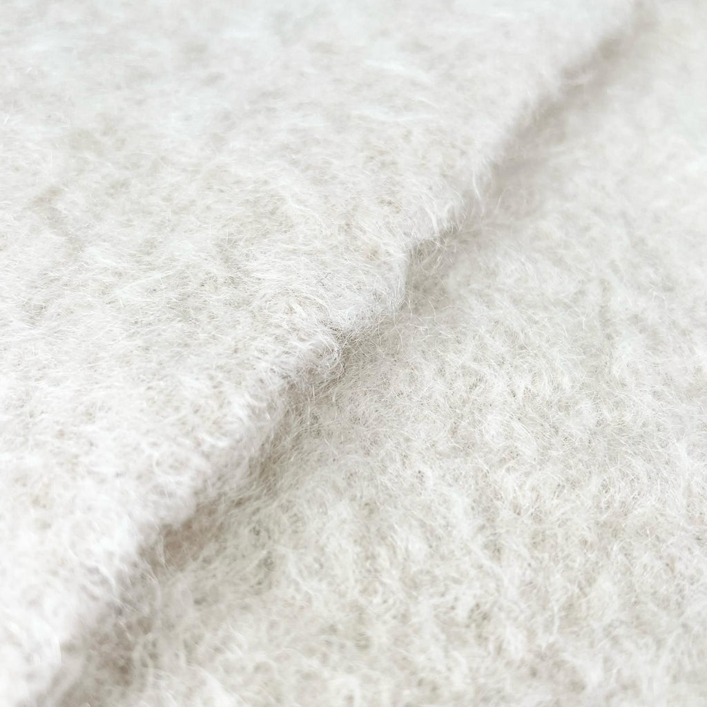 Loewe Mohair Wool Anag Lambskin Patch with Fringe Scarf White — view 3