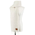Loewe Mohair Wool Anag Lambskin Patch with Fringe Scarf White — view 2