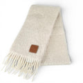 Loewe Mohair Wool Anag Lambskin Patch with Fringe Scarf White
