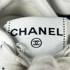 Chanel CC Logo Lace Up Low Cut Leather Sneakers White — view 9