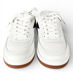 Chanel CC Logo Lace Up Low Cut Leather Sneakers White — view 2