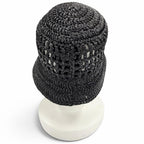 Prada Raffia Logo Letter Ring Crochet Bucket Hat Black Recommended — view 5