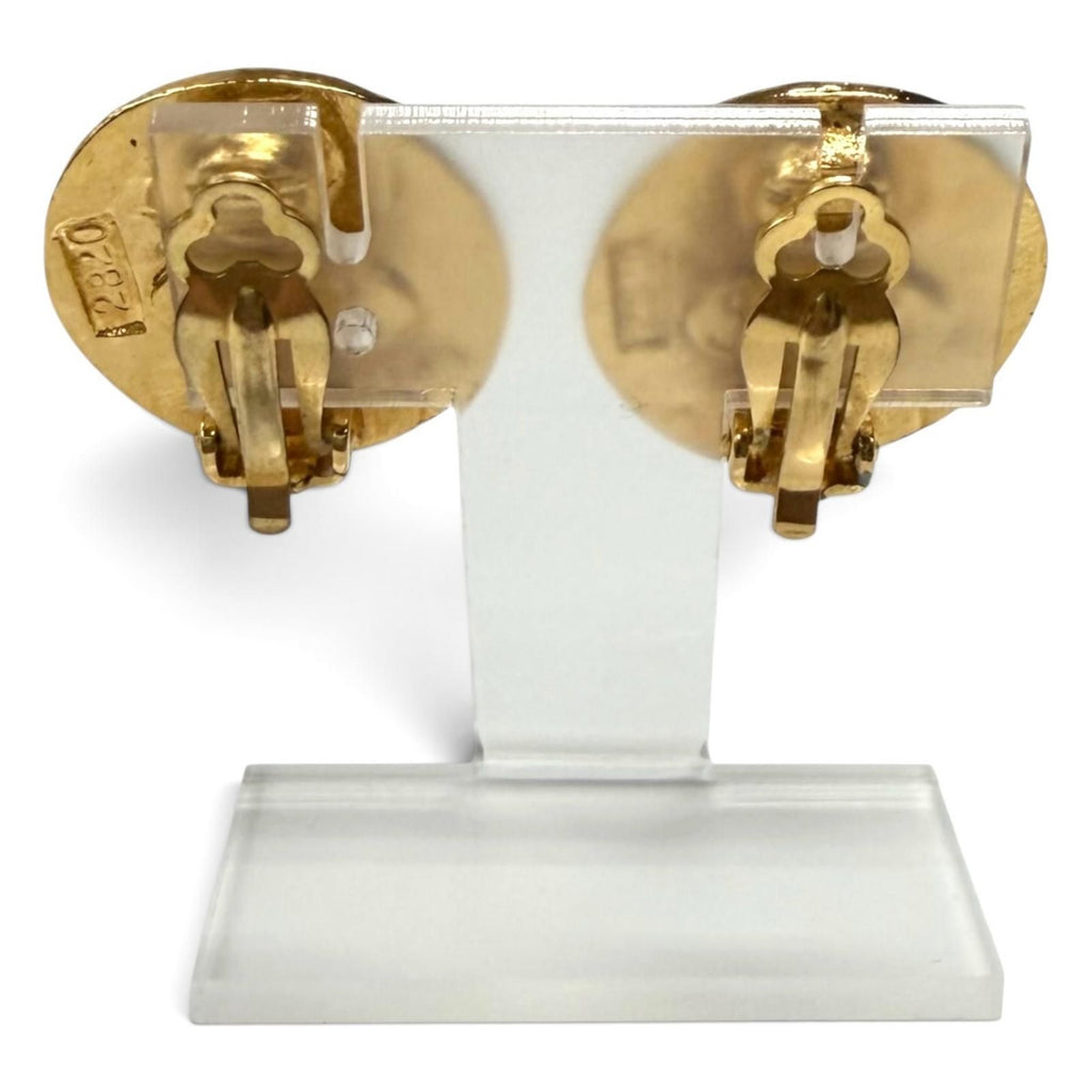 Chanel Vintage 28 CC Logo Earrings Gold French — view 4