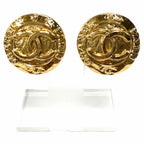 Chanel Vintage 28 CC Logo Earrings Gold French