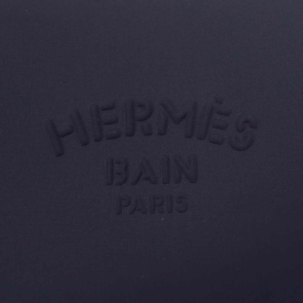 Hermes Trousse Flat PM Neobain Black Logo Zip Pouch Navy — view 5