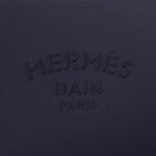 Hermes Trousse Flat PM Neobain Black Logo Zip Pouch Navy — view 5