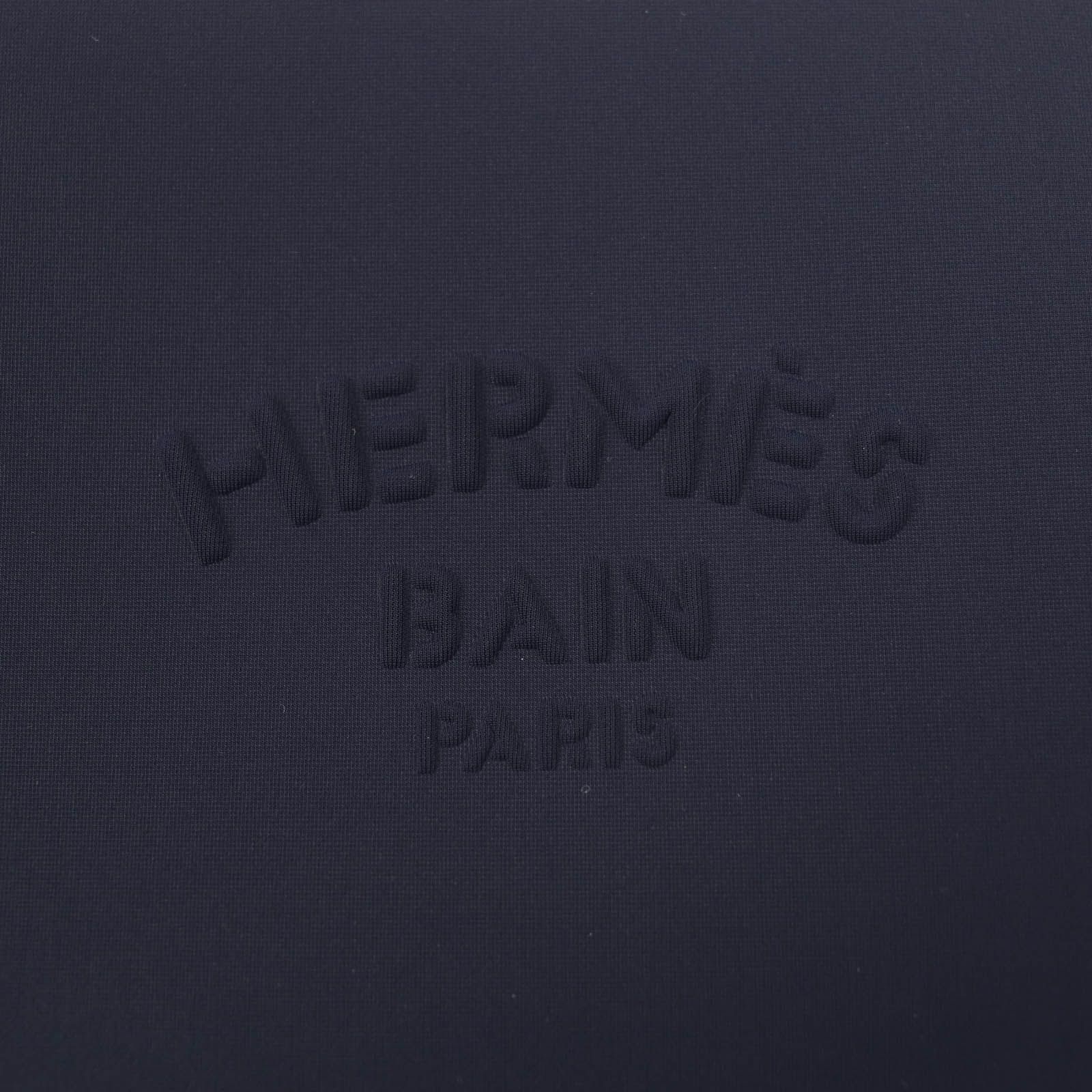 Hermes Trousse Flat PM Neobain Black Logo Zip Pouch Navy — view 5