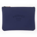 Hermes Trousse Flat PM Neobain Black Logo Zip Pouch Navy