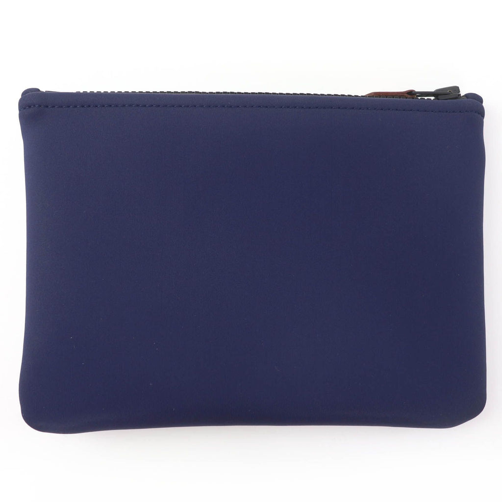 Hermes Trousse Flat PM Neobain Black Logo Zip Pouch Navy — view 2