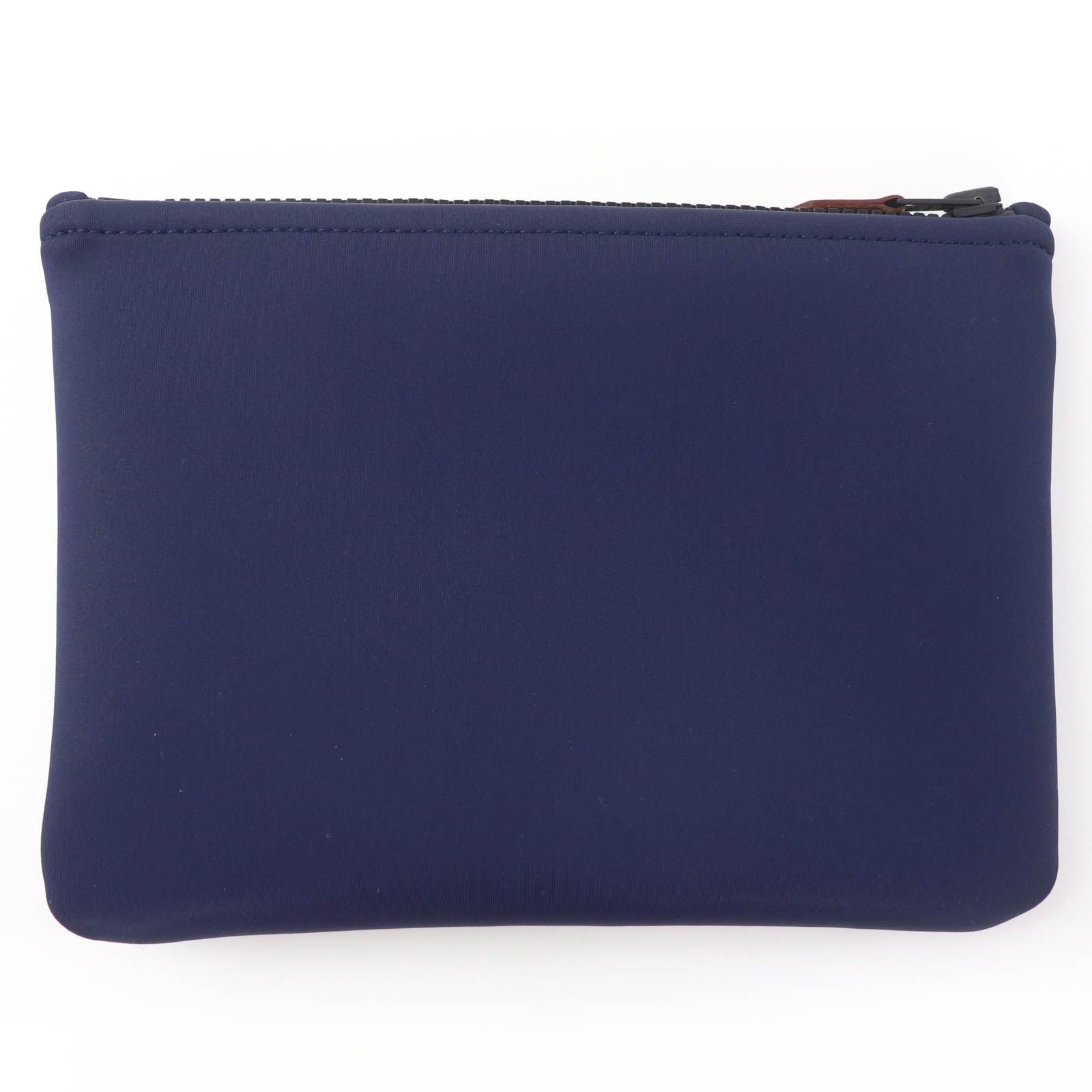 Hermes Trousse Flat PM Neobain Black Logo Zip Pouch Navy — view 2