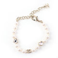 Chanel CC Logo Heart Rhinestone Faux Pearl Bracelet Gold