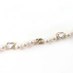 Chanel CC Logo Heart Rhinestone Faux Pearl Bracelet Gold — view 4