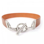 Hermes Vintage Silver Martin Margiela Era Chaine D'ancre Leather Belt Brown 70