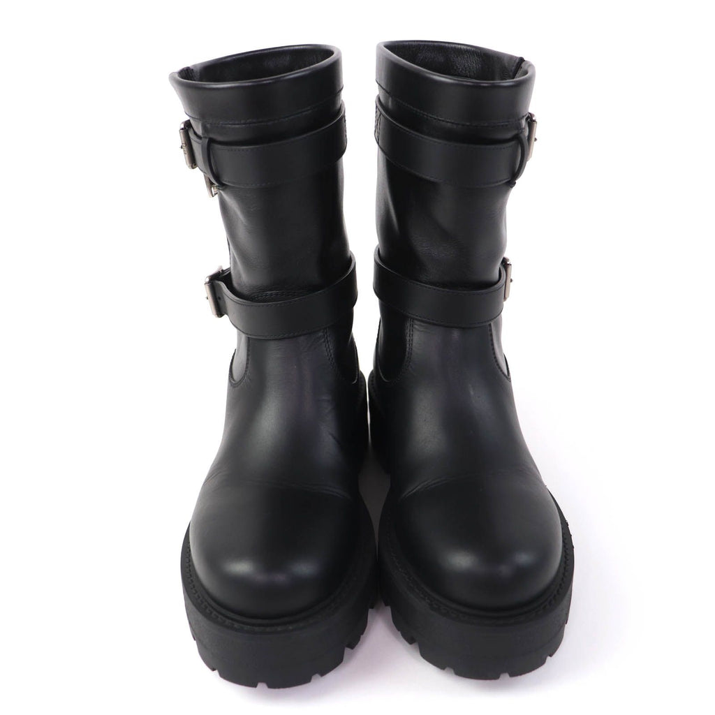 Dior D-major CD Logo Leather Short Boots Black — view 4