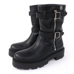 Dior D-major CD Logo Leather Short Boots Black