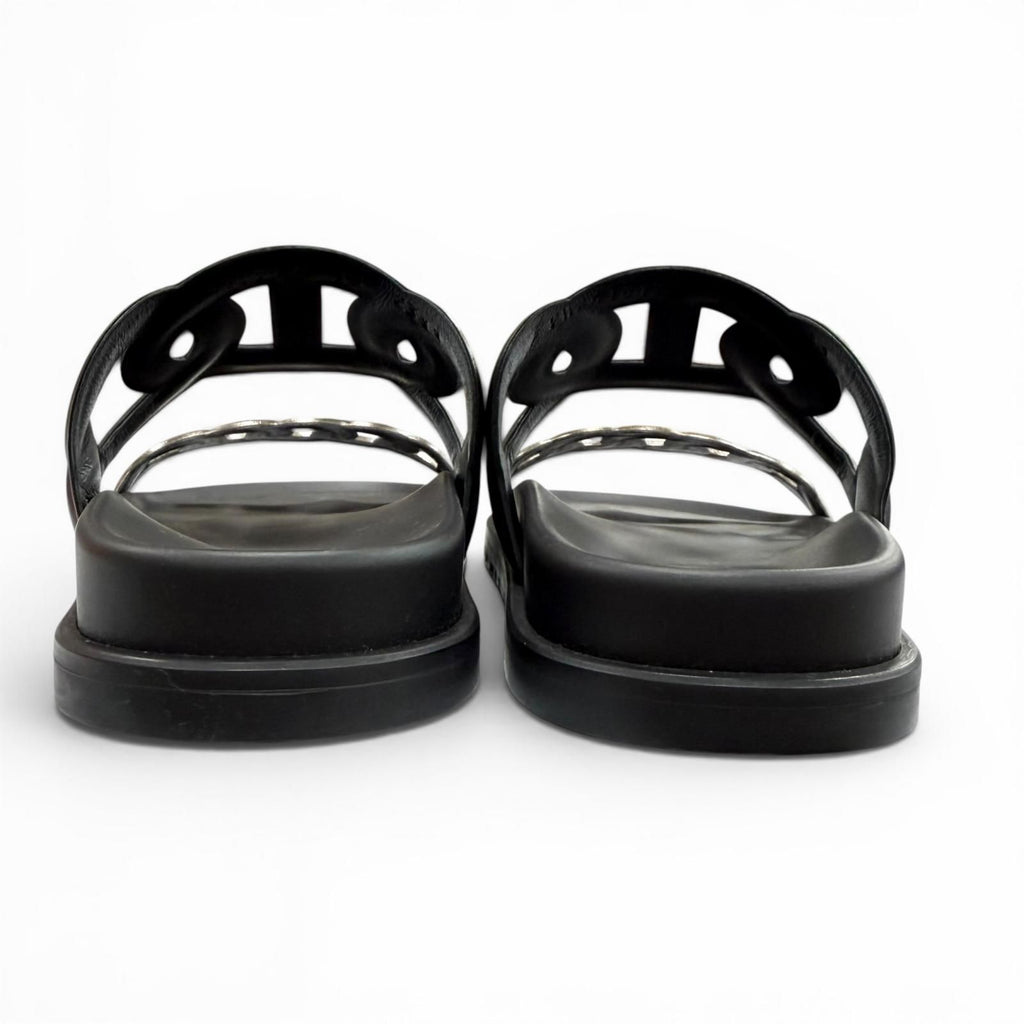 Hermes Extra Chaine D'ancre Rubber Sandals Black — view 5