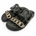 Hermes Extra Chaine D'ancre Rubber Sandals Black