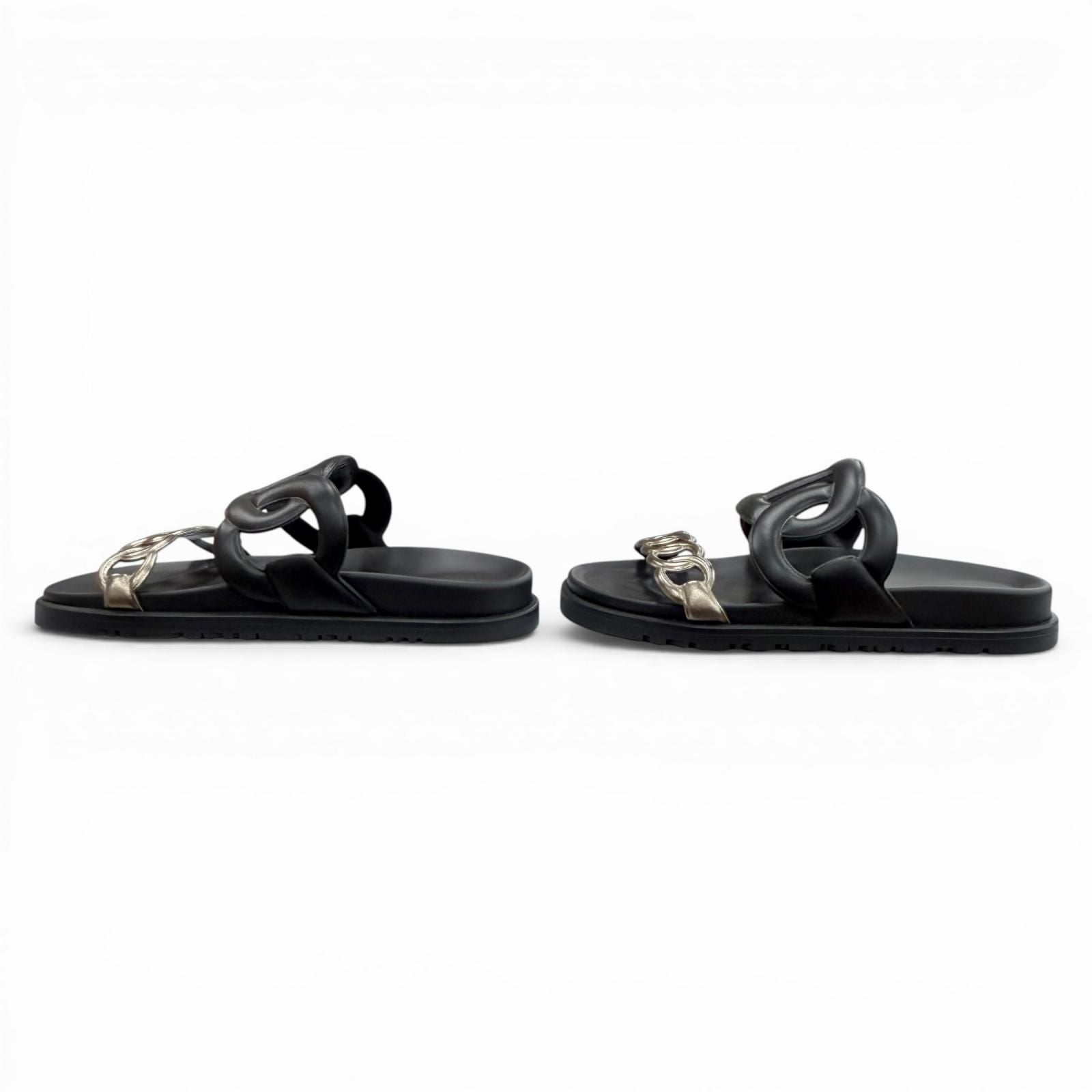 Hermes Extra Chaine D'ancre Rubber Sandals Black — view 3