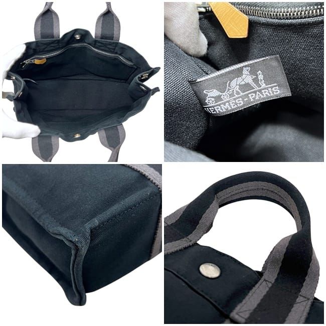 Hermes Handbag Deauville PM Black Canvas — view 3