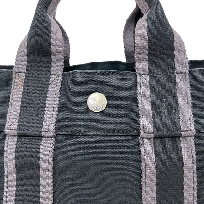 Hermes Handbag Deauville PM Black Canvas — view 6
