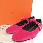 Hermes Jane 35.5 Velour Fuchsia Ballet Shoes — view 2