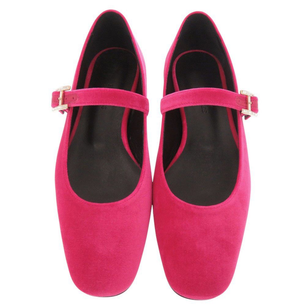 Hermes Jane 35.5 Velour Fuchsia Ballet Shoes — view 3