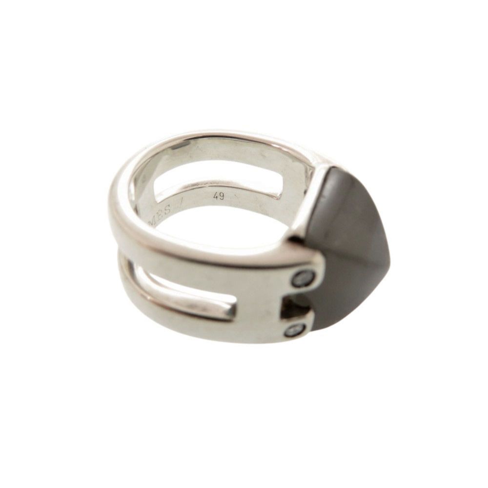Hermes Vintage Medallion 49 925 Sterling Silver Moonstone Ring
