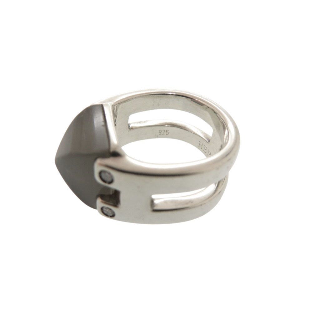 Hermes Vintage Medallion 49 925 Sterling Silver Moonstone Ring