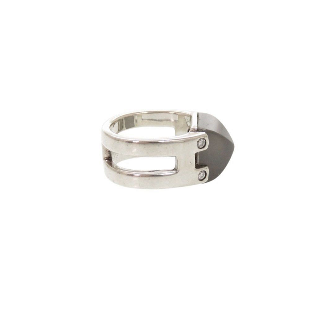 Hermes Vintage Medallion 49 925 Sterling Silver Moonstone Ring