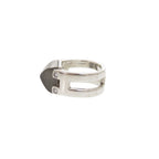 Hermes Vintage Medallion 49 925 Sterling Silver Moonstone Ring