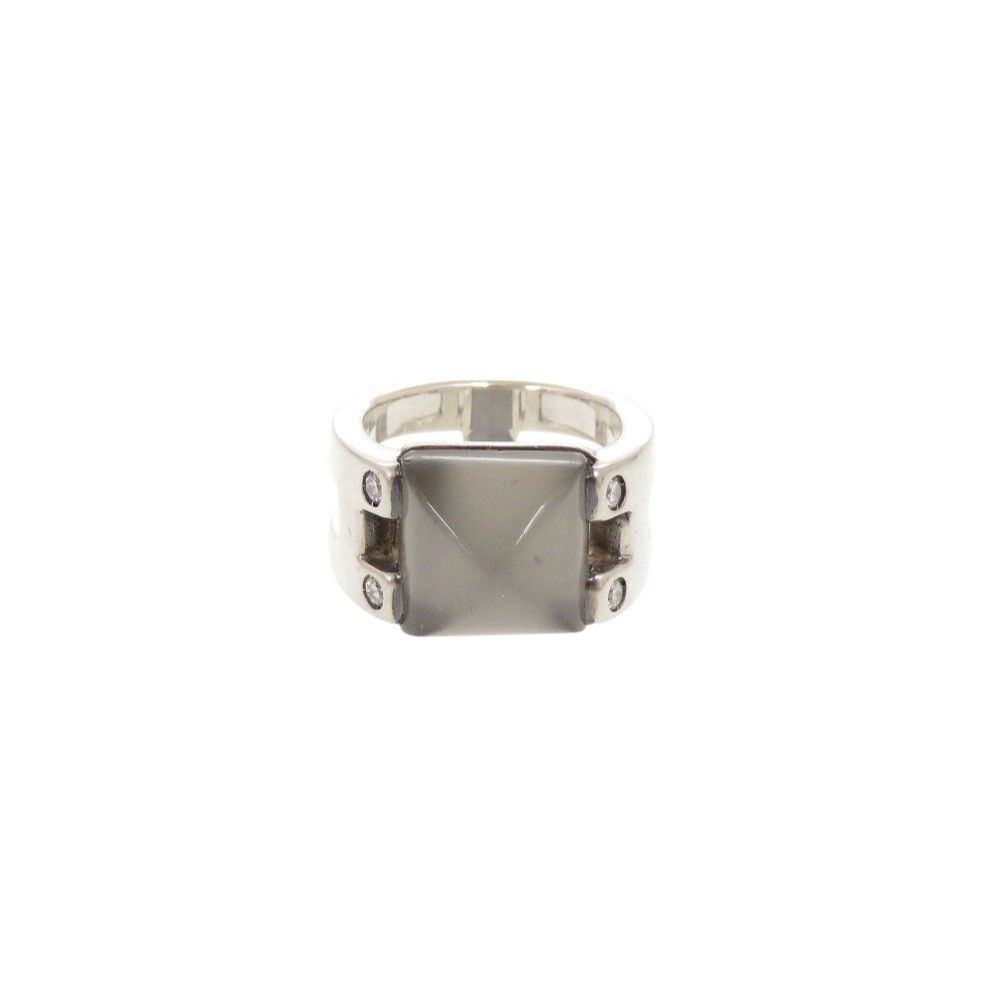 Hermes Vintage Medallion 49 925 Sterling Silver Moonstone Ring