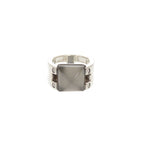Hermes Vintage Medallion 49 925 Sterling Silver Moonstone Ring