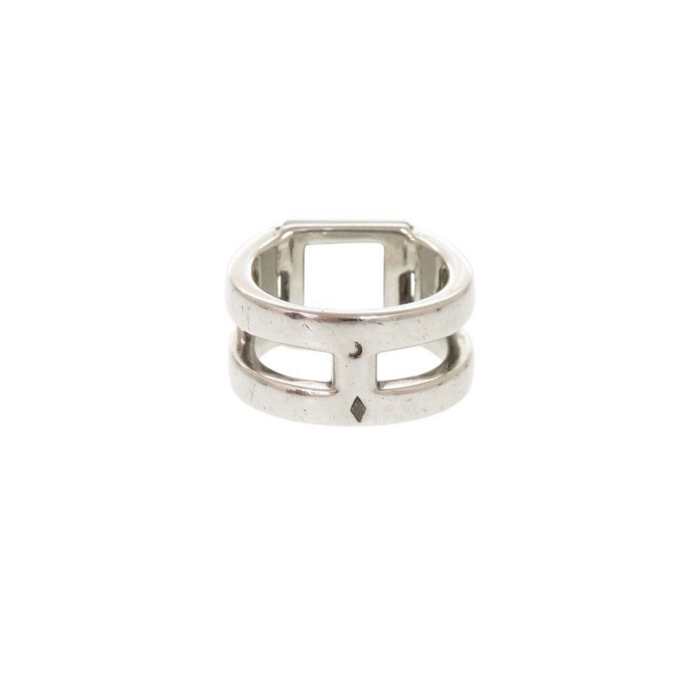 Hermes Vintage Medallion 49 925 Sterling Silver Moonstone Ring