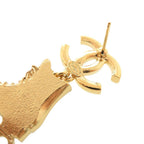 Chanel CC Logo Roller Skate Metal Rhinestone Faux Pearl Gold Earrings — view 6