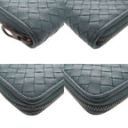 Bottega Veneta Intrecciato Leather Blue Zip Around Wallet — view 4