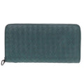 Bottega Veneta Intrecciato Leather Blue Zip Around Wallet