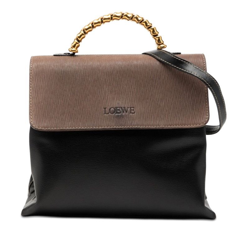 Loewe Velazquez 2-Way Shoulder Bag Black Brown Leather