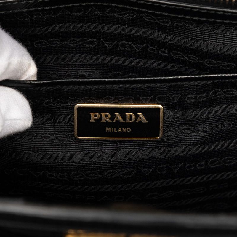Prada Saffiano Handbag Black Nylon Leather — view 6