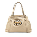 Gucci Interlocking New Brid Tote Shoulder Bag Ivory Beige Leather