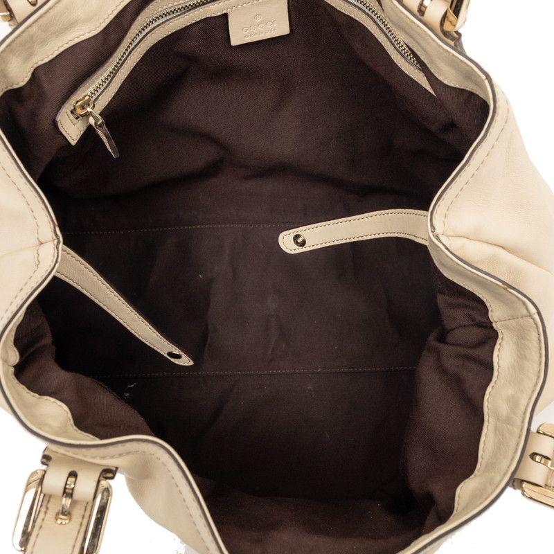 Gucci Interlocking New Brid Tote Shoulder Bag Ivory Beige Leather — view 4