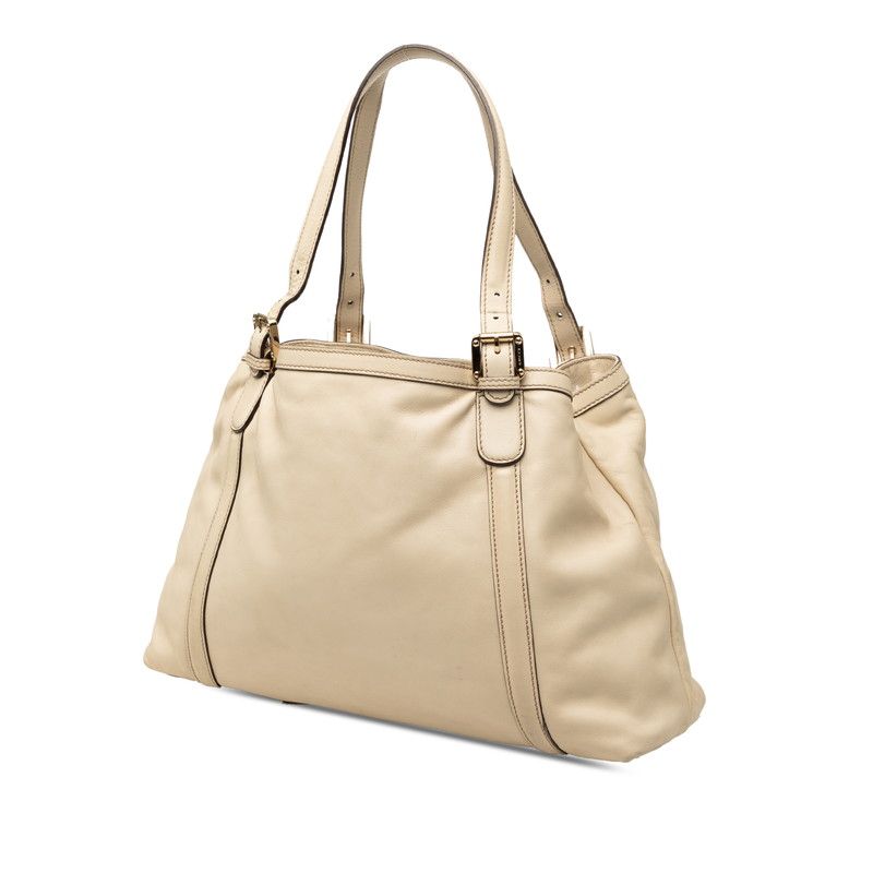 Gucci Interlocking New Brid Tote Shoulder Bag Ivory Beige Leather — view 2
